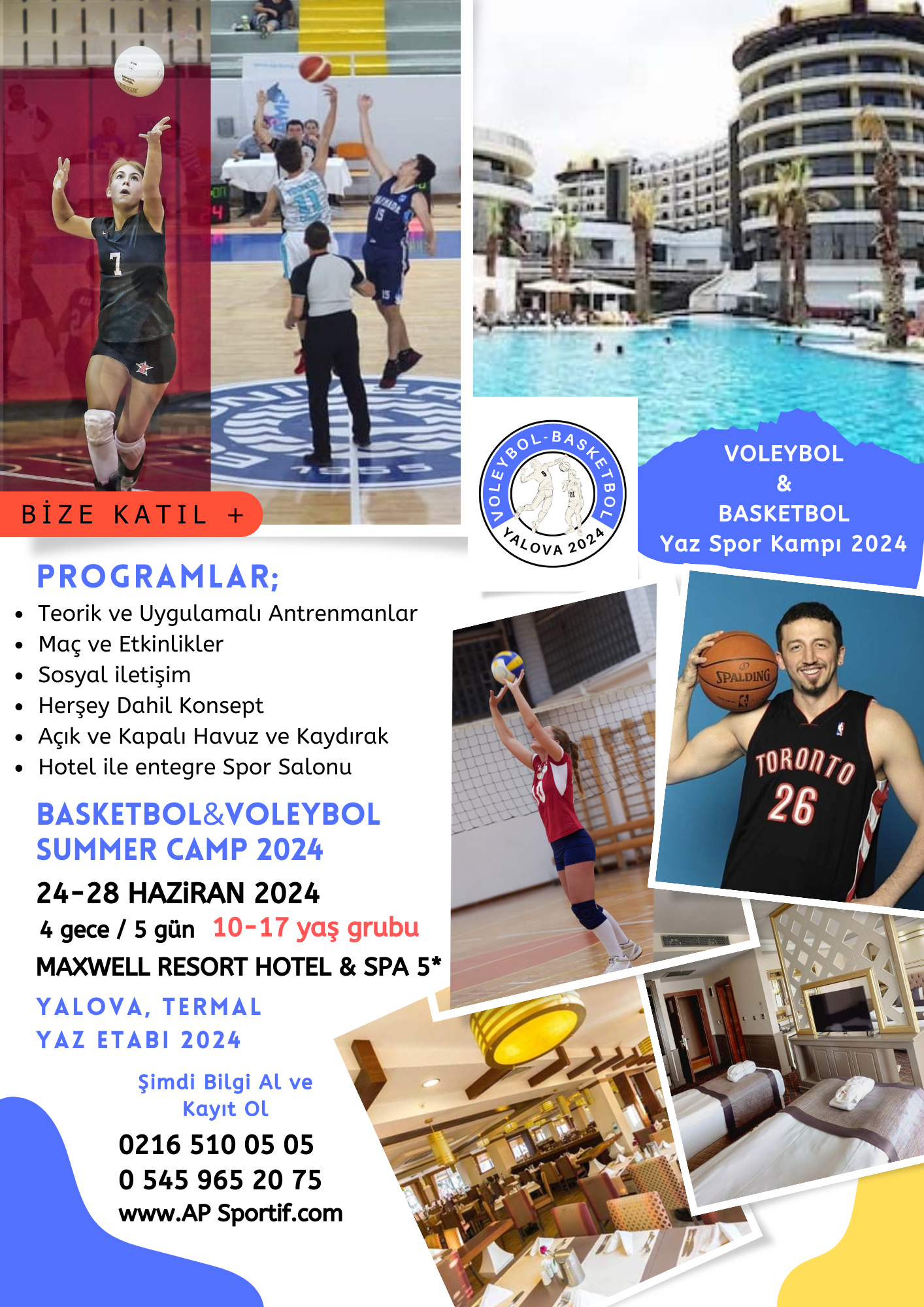 <p>24-28 Haziran (Pazartesi gidiş-Cuma d&ouml;n&uuml;ş) tarihlerinde İstanbul'a yakın konumda ve uygun şartlarda Yalova, Termal b&ouml;lgesindeki Maxwell Resort Hotel&amp;SPA tesislerinde ger&ccedil;ekleşecek kampımızın bilgilerini aşağıdaki dosyada sizlerle paylaşıyoruz.<br />2007-2014 arası doğumlu sporcularımız kampımıza katılabilecek olup, 2015 doğumlu sporcularımız i&ccedil;in antren&ouml;rlerimizden onay almanızı rica ederiz. 2015 doğumlu sporcular velileriyle katılabilecektir ancak gelmek isteyen diğer yaş grubu velilerimizin idari sorumlumuza bilgi vermelerini rica ederiz. Bu velilerimize daha sonra d&ouml;n&uuml;ş yapılacaktır. <br />Velilerimizi yararlanabileceği Termal otel konseptindeki Maxwell Resort Hotel&amp;SPA;<br />Tam donanımlı profesyonel 6000 m&sup2; SPA merkezimizde; Masaj Odaları, Jakuzi, Havuz, Vip Terapi Odaları,<br />G&uuml;zellik Merkezi, Bakım Odaları, Tuz Odası, Sauna, Buhar Odası, &Ouml;zel Aile Hamamları, A&ccedil;ık ve Kapalı Termal Su Havuzları ve daha bir&ccedil;ok &ccedil;eşitlilikte hizmetler sunmaktadır.<br />Otel şehir merkezine 8 Km, Bursa ve İstanbul&rsquo;a 1 saatlik mesafededir.</p>